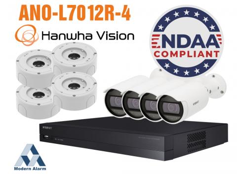 Hanwha Vision ANO-L7012R és ARN-410S 4-es csőkamera szett és rögzítő (37968)